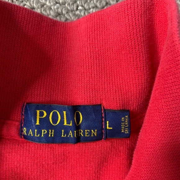Polo Ralph Lauren Mens‎ Sweater Size Large Red Long Sleeves 1/4 Zip Pullover - Picture 8 of 11